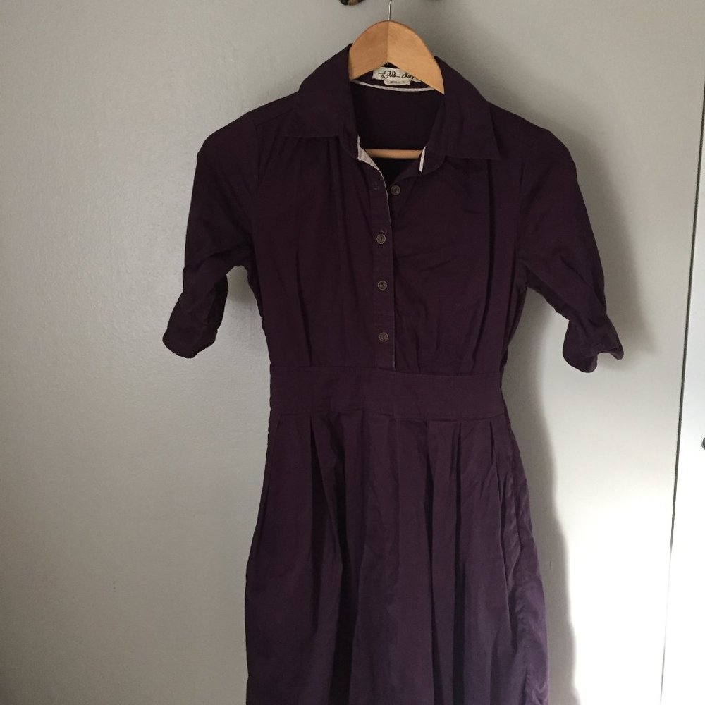 Anthropologie Knee-Length Purple 3/4 Sleeve Dress